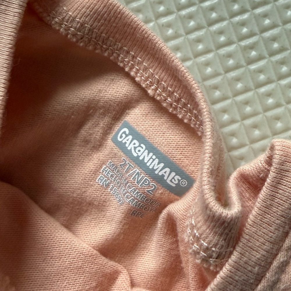 Garanimals|Baby girl,toddler Soft Peach coral checkered summer set,tee & shorts• - Picture 5 of 6